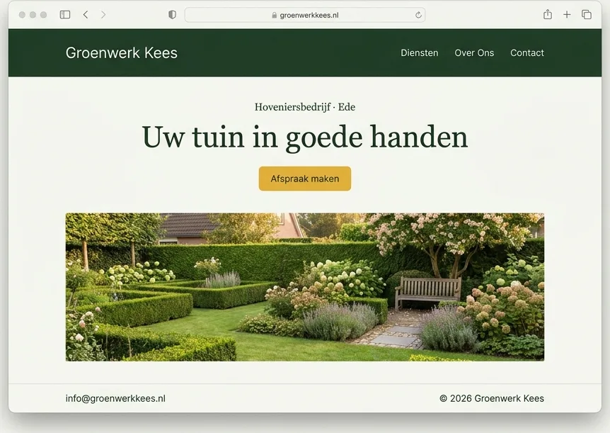 Voorbeeld van een maatwerkwebsite voor hoveniersbedrijf Groenwerk Kees uit Ede